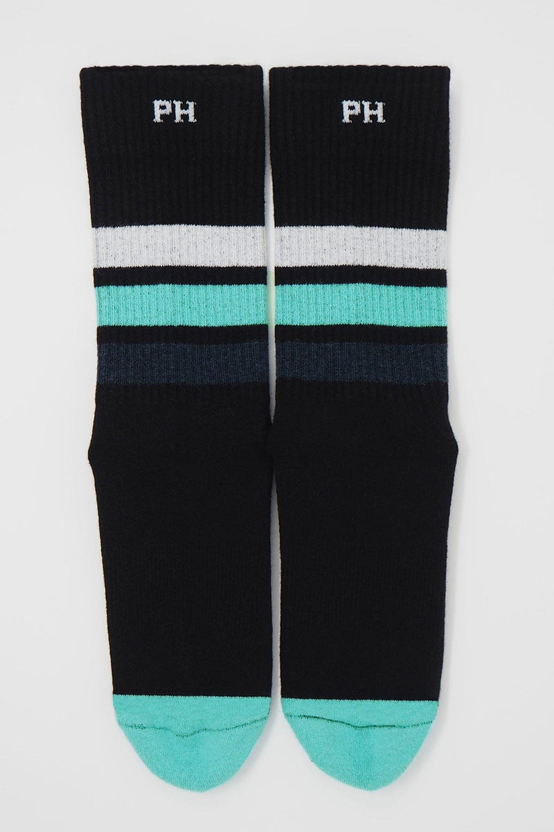 Peper Harow Striped Organic Men's Sport Socks - Black