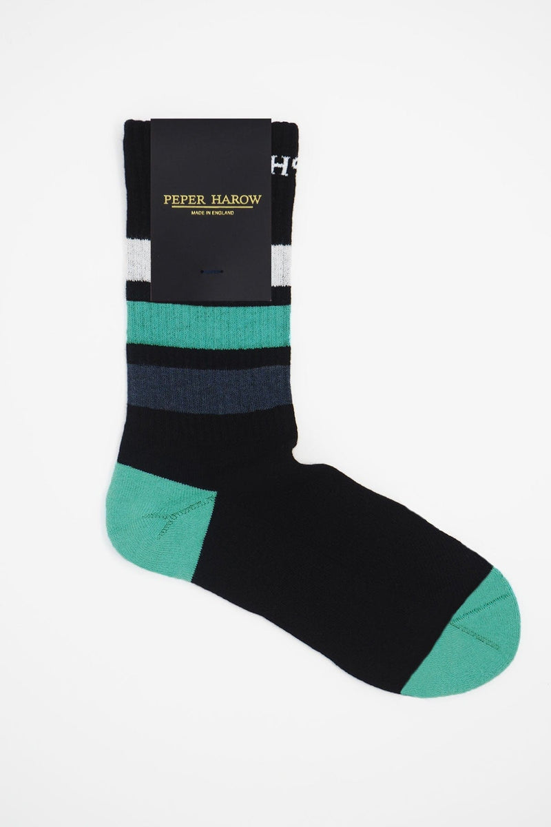 Peper Harow Striped Organic Men's Sport Socks - Black