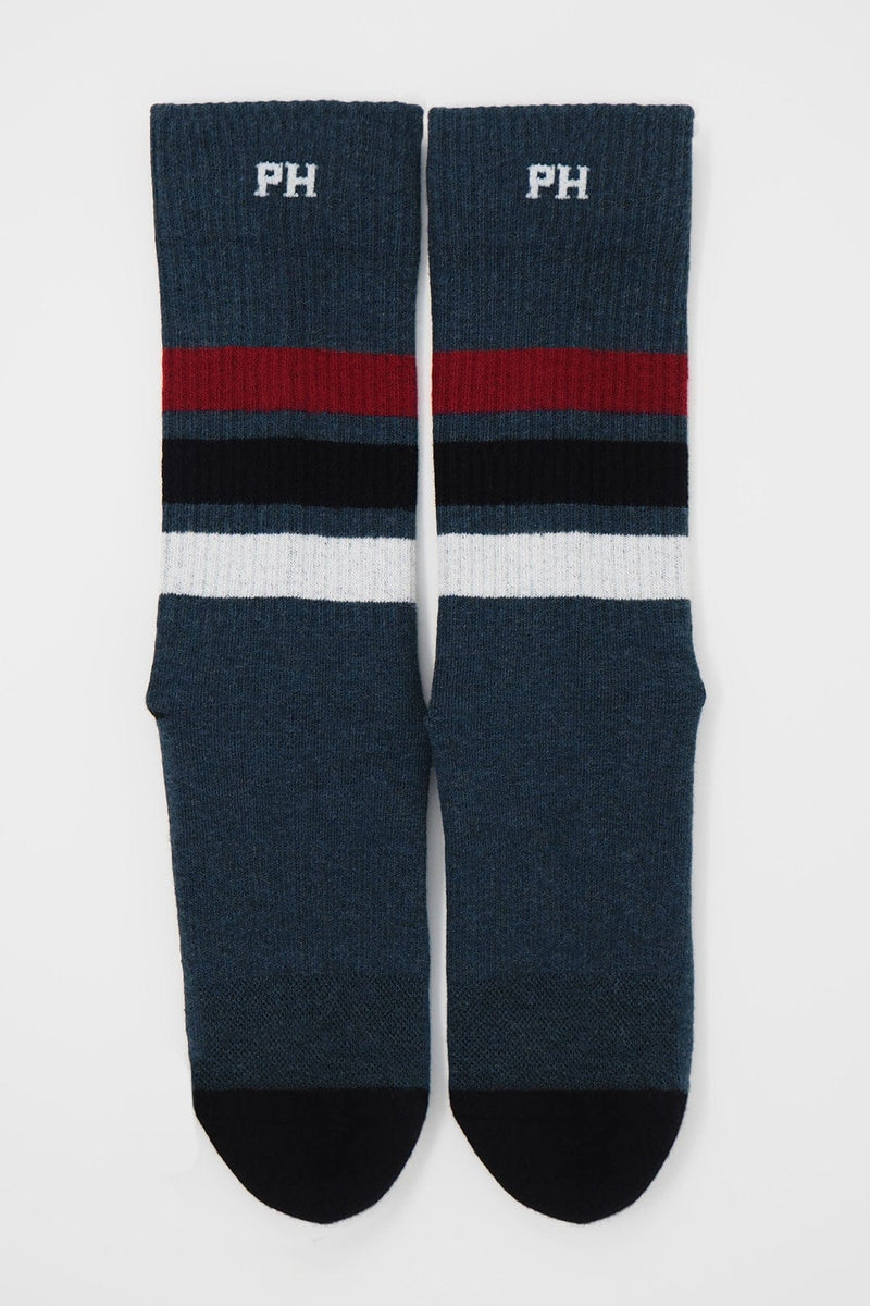 Peper Harow Striped Organic Men's Sport Socks - Navy