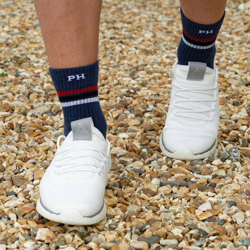 Striped Men's Organic Cotton Trainer Socks | Navy Immaculate Vegan Striped Men's Organic Cotton Trainer Socks | Navy Immaculate Vegan