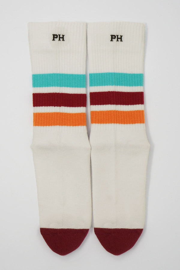 Peper Harow Striped Organic Men's Sport Socks - White