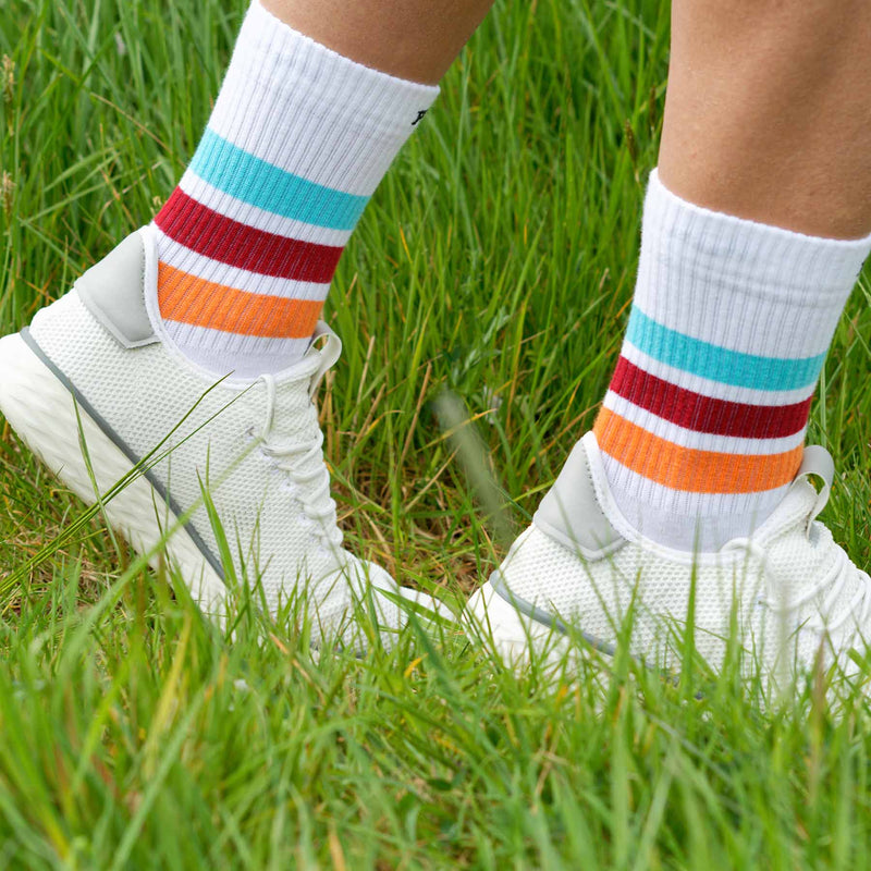 Peper Harow Striped Organic Men's Sport Socks - White