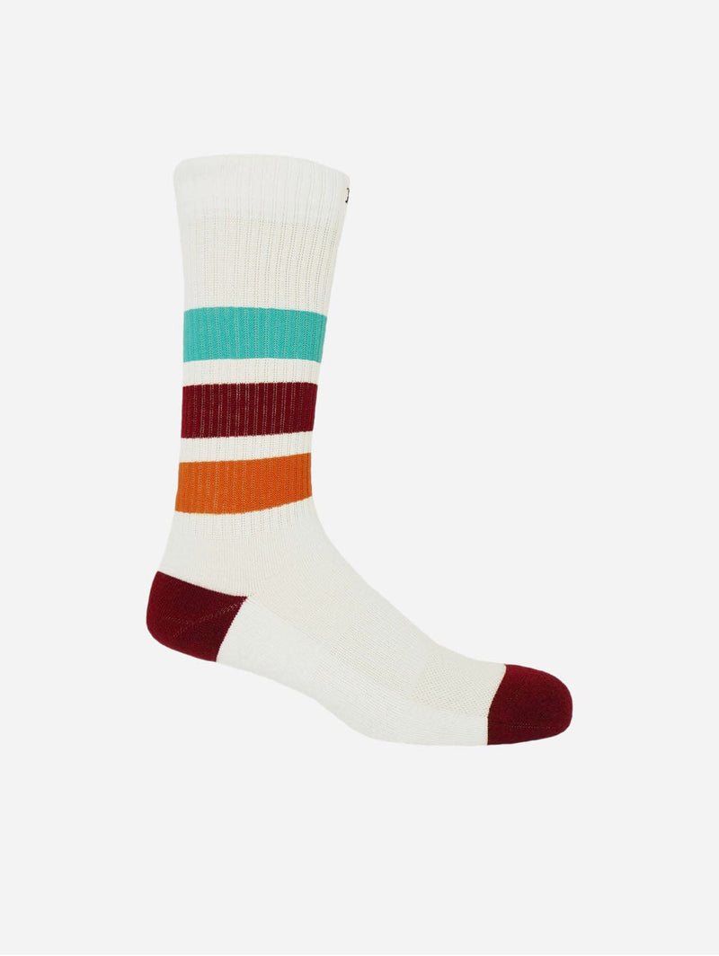 Peper Harow Striped Men's Organic Cotton Trainer Socks | White