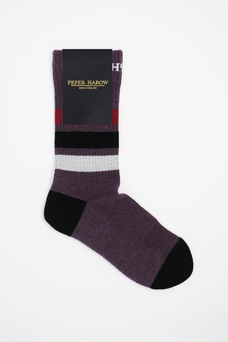 Peper Harow Striped Organic Women's Sport Socks - Mauve