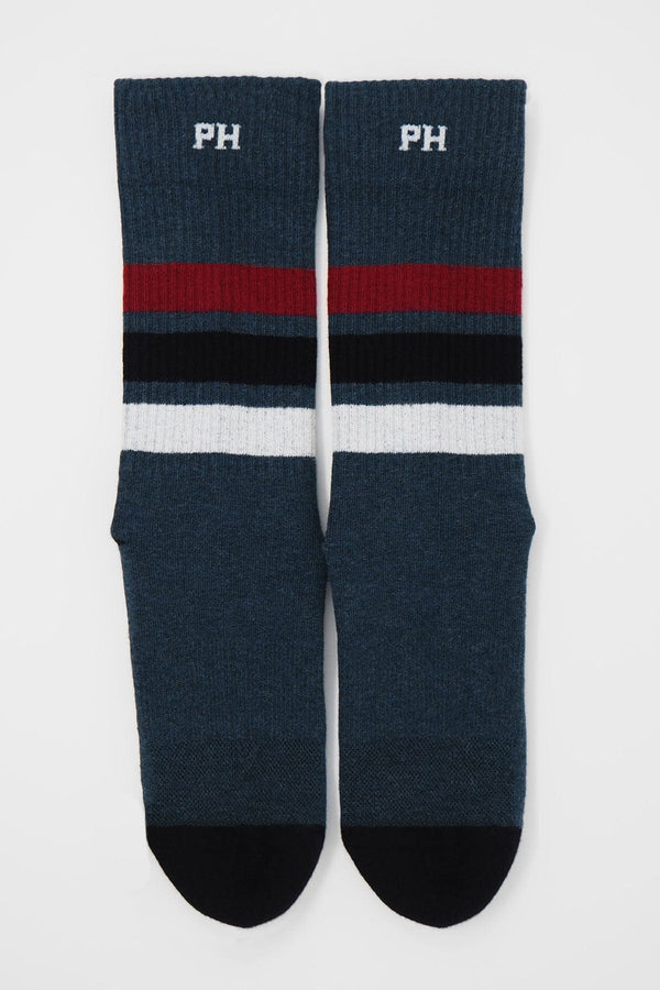 Peper Harow Striped Organic Women's Sport Socks - Navy