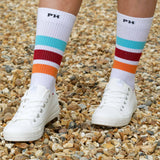 Immaculate Vegan - Peper Harow Striped Organic Women's Sport Socks - White