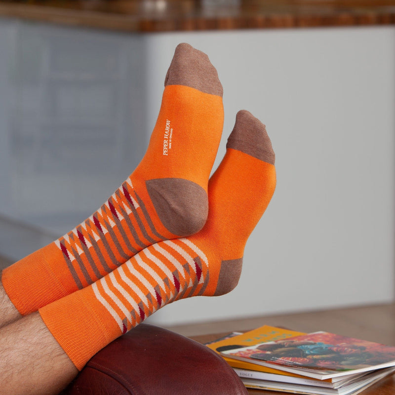 Peper Harow Symmetry Organic Men's Socks - Orange