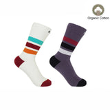 Immaculate Vegan - Peper Harow Striped Organic Women's Sport Socks Bundle - White & Mauve