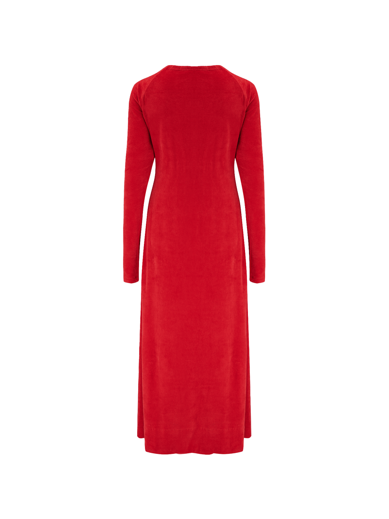 PLC Organic Vegan Velour Dress | Scarlet Red