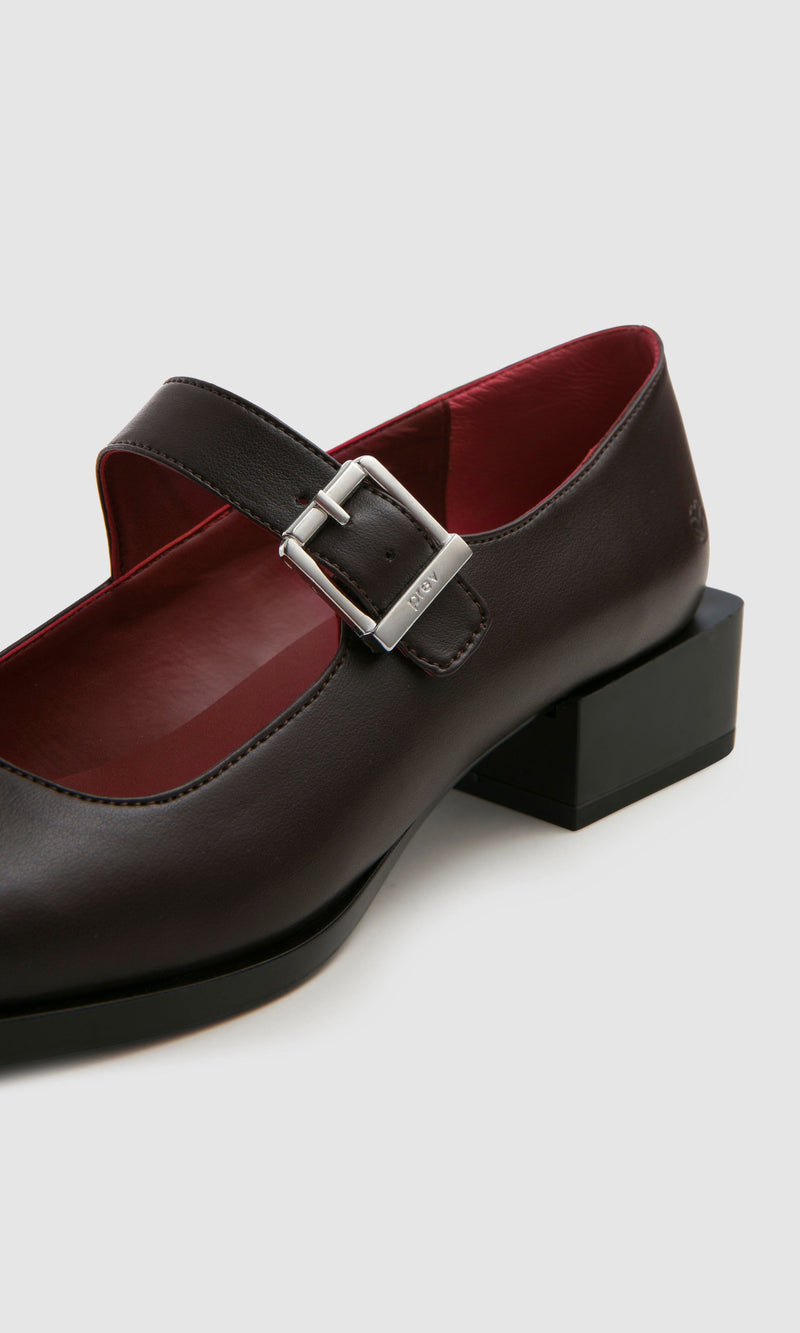 PREV Women's Apple Leather Vegan Mary Jane Pumps | Cheery Brownie