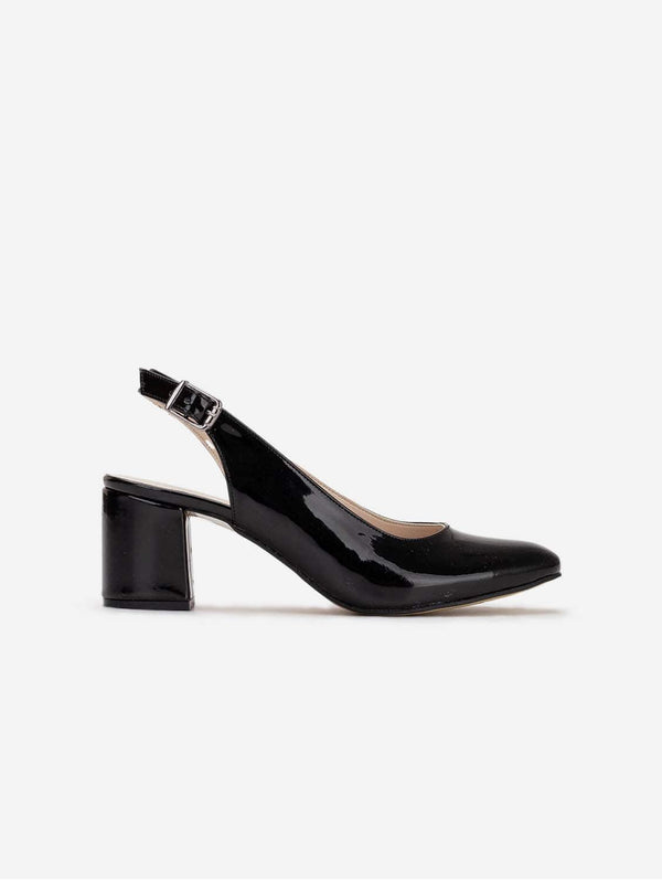Prologue Shoes Emma - Black Slingback Shoes 5.5 US | 3 UK | 22CM | 36 EU / Black Patent