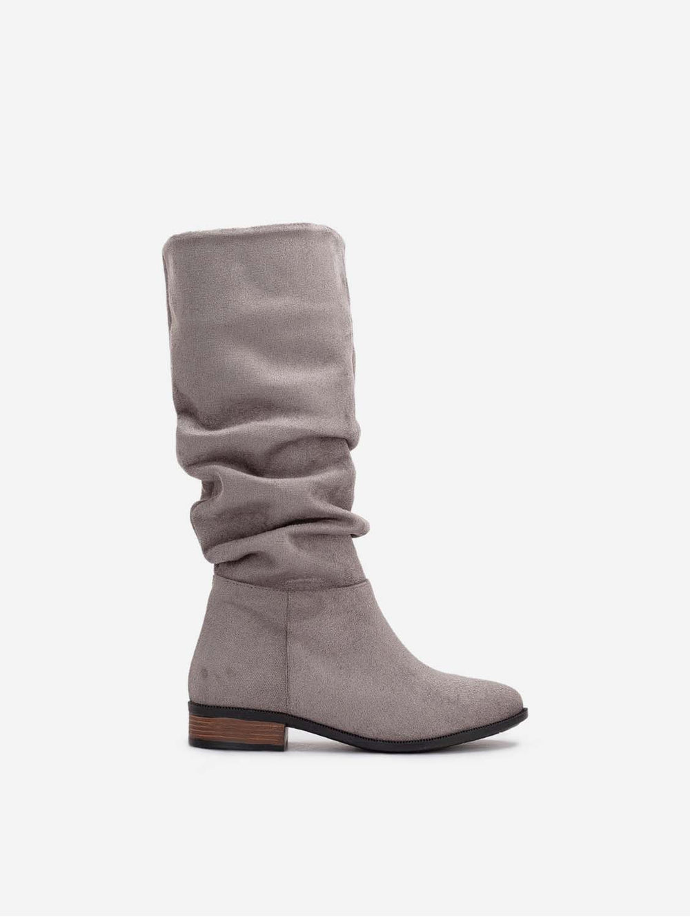 Prologue Shoes Maribel Vegan Suede Slouchy Boots Grey