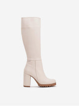 Immaculate Vegan - Prologue Shoes Alize - Beige Wide Calf Platform Boots 8.5 US | 6 UK | 24.6 CM | 39 EU / Beige