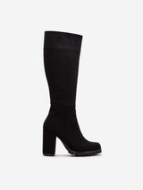 Immaculate Vegan - Prologue Shoes Alize - Black Suede Wide Calf Platform Boots 8.5 US | 6 UK | 24.6 CM | 39 EU / Black Suede