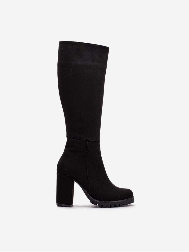 Prologue Shoes Alize - Black Suede Wide Calf Platform Boots 8.5 US | 6 UK | 24.6 CM | 39 EU / Black Suede