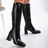 Immaculate Vegan - Prologue Shoes Adele Patent Vegan Leather Knee High Boots | Black