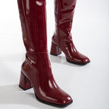 Immaculate Vegan - Prologue Shoes Adele Patent Vegan Leather Knee High Boots | Burgundy