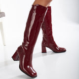 Immaculate Vegan - Prologue Shoes Adele Patent Vegan Leather Knee High Boots | Burgundy