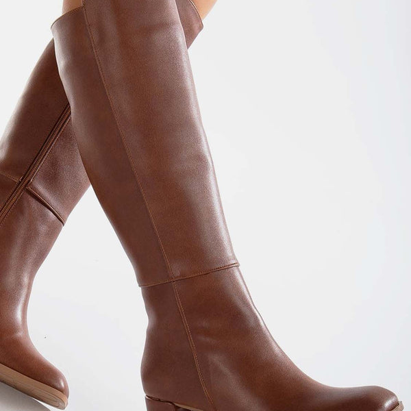 Brown leather knee high boots sale best sale