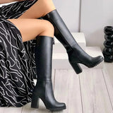 Immaculate Vegan - Prologue Shoes Alize - Black Wide Calf Platform Boots