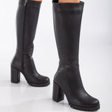 Immaculate Vegan - Prologue Shoes Alize - Black Wide Calf Platform Boots