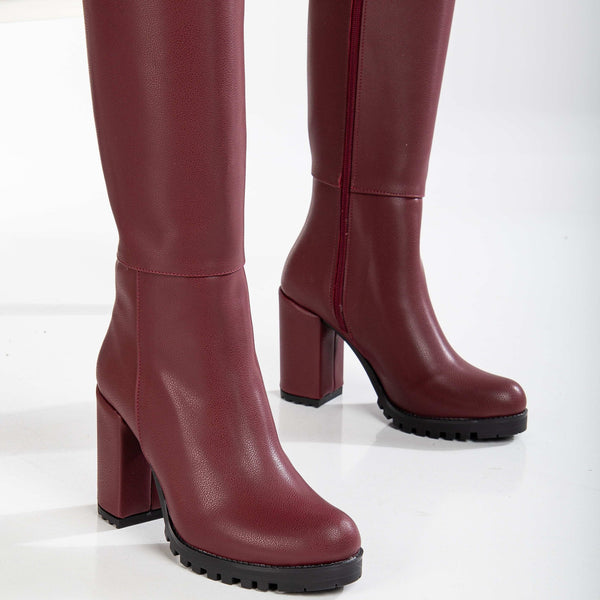 Prologue Shoes Alize - Burgundy Calf Platform Boots