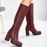 Immaculate Vegan - Prologue Shoes Alize - Burgundy Calf Platform Boots