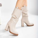 Immaculate Vegan - Prologue Shoes Anais - Beige Slouch Platform Boots