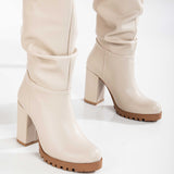 Immaculate Vegan - Prologue Shoes Anais - Beige Slouch Platform Boots