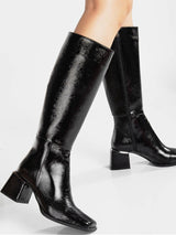 Immaculate Vegan - Prologue Shoes Anelise Knee High Vegan Leather Boots | Black Patent