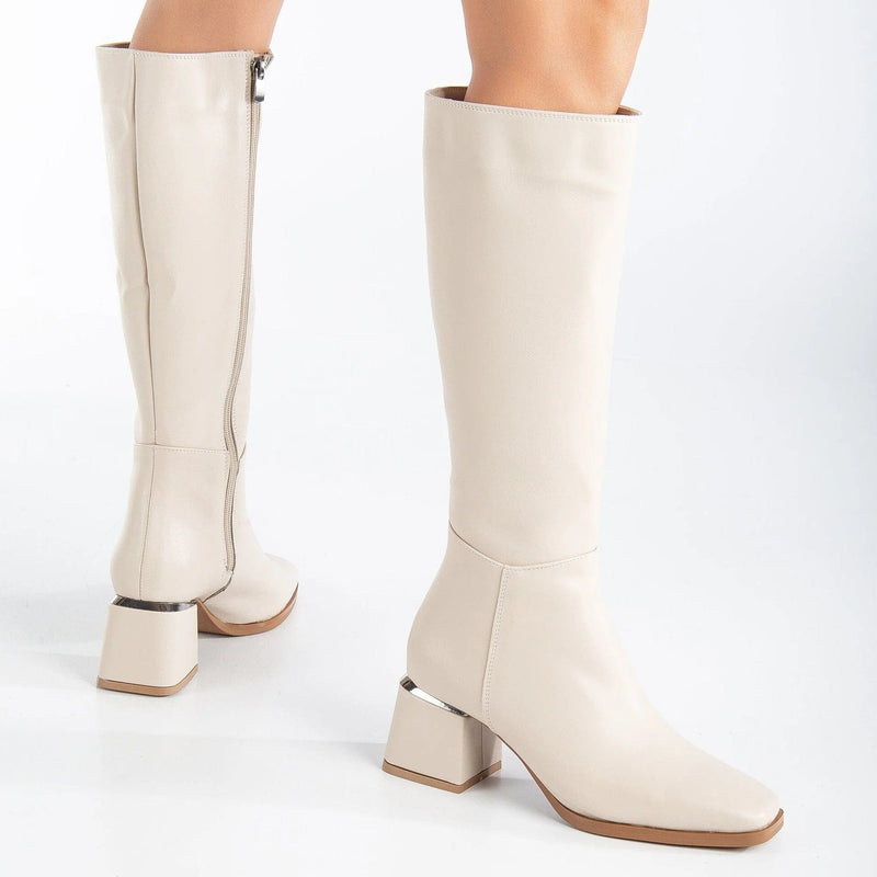 Prologue Shoes Anelise Vegan Leather Knee High Boots | Beige