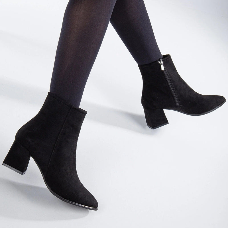 Suede Ankle Boots - Black