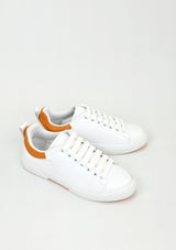 Prologue Shoes Aster Women's Denim Vegan Sneakers | White & Orange