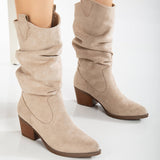 Immaculate Vegan - Prologue Shoes Bonnie - Beige Suede Slouch Western Boots