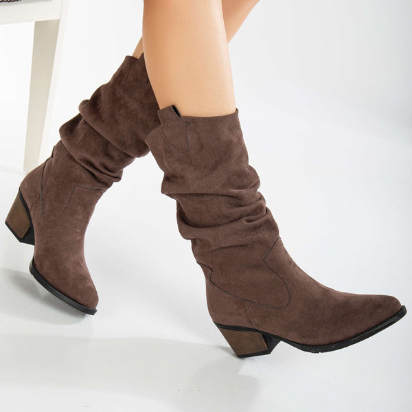 Prologue Shoes Bonnie - Brown Suede Slouch Western Boots