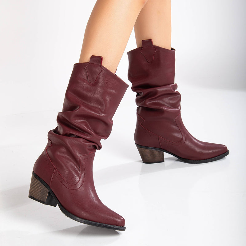 Prologue Shoes Bonnie - Burgundy Slouch Western Boots