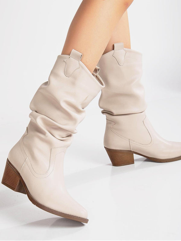 Prologue Shoes Bonnie Vegan Suede Western Boots | White