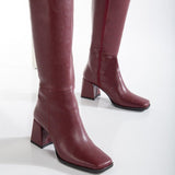 Immaculate Vegan - Prologue Shoes Celeste Vegan Leather Knee High Boots | Burgundy Matt