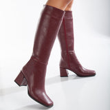 Immaculate Vegan - Prologue Shoes Celeste Vegan Leather Knee High Boots | Burgundy Matt