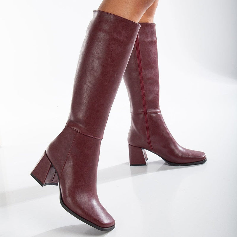 Prologue Shoes Celeste Vegan Leather Knee High Boots | Burgundy Matt