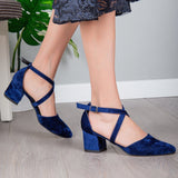 Immaculate Vegan - Prologue Shoes Dolly - Blue Velvet Block Heels