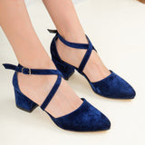 Immaculate Vegan - Prologue Shoes Dolly - Blue Velvet Block Heels