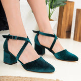 Immaculate Vegan - Prologue Shoes Dolly - Green Velvet Heels