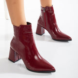 Immaculate Vegan - Prologue Shoes Edith Patent Vegan Leather Ankle Boots | Burgundy