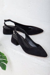 Immaculate Vegan - Prologue Shoes Emma - Black Suede Slingback Shoes