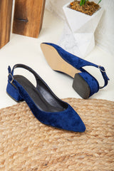 Immaculate Vegan - Prologue Shoes Emma - Blue Velvet Slingback Shoes