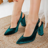 Immaculate Vegan - Prologue Shoes Emma - Green Velvet Slingback Heels