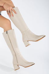 Immaculate Vegan - Prologue Shoes Lizette - Beige High Heel Boots