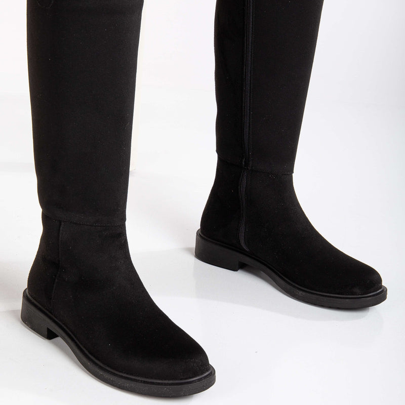 Prologue Shoes Maeve - Black Suede Knee High Rain Boots