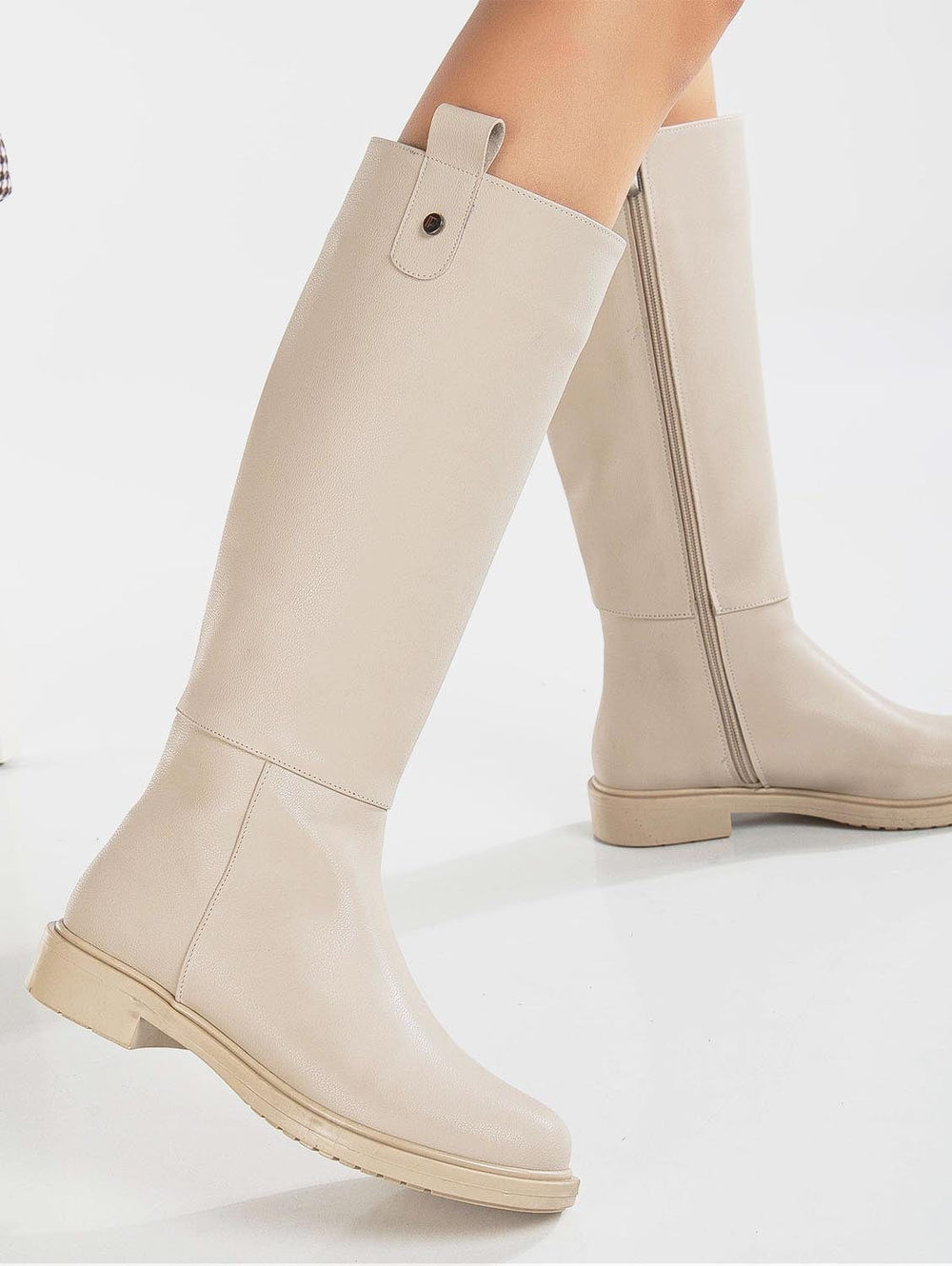 Beige fashion high boots